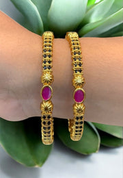 Beautiful bangles with black stones and pink stone -perfect for any occasion